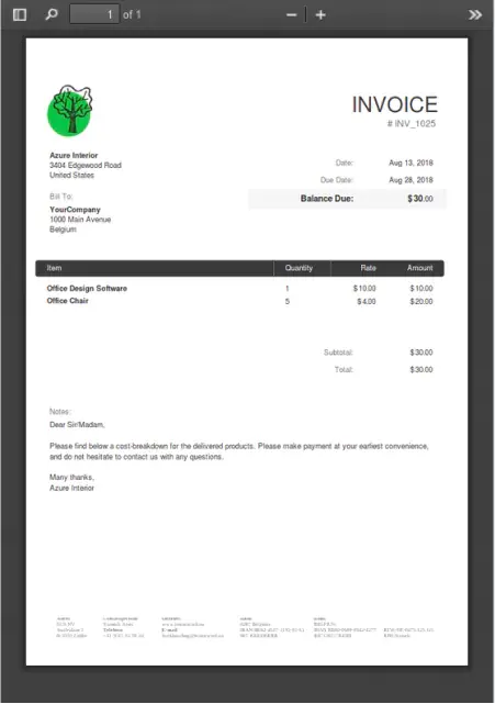 Accounting Invoice PDF Preview