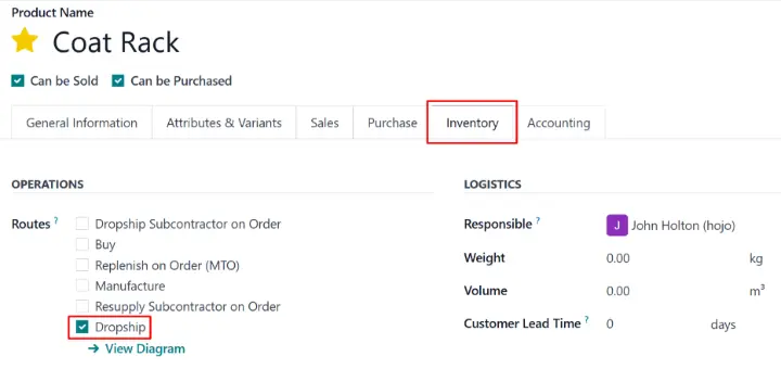 Dropshipping bekapcsolása a terméken